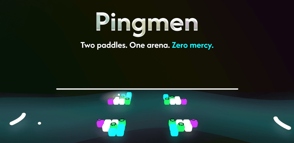 Pingmen key art — two paddles across a brick-filled arena