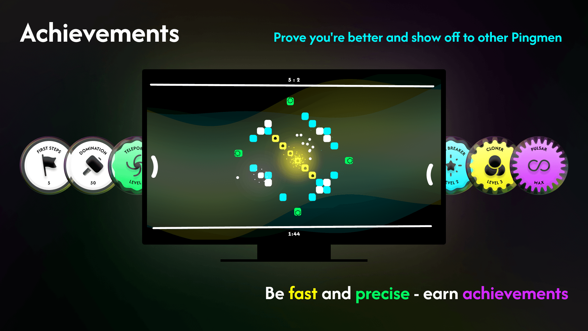 Achievements — 32 of them, one-off and tiered — On TV